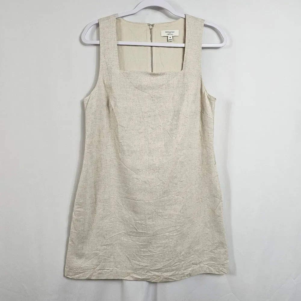 NWOTBanana Republic Factory Linen Blend Square Neck Mini Shift Dress in Flax - M - Picture 2 of 9
